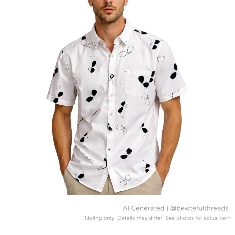 Kahuna Bay Sunglasses Print Button Up Shirt Cotton Resort Shirt L
